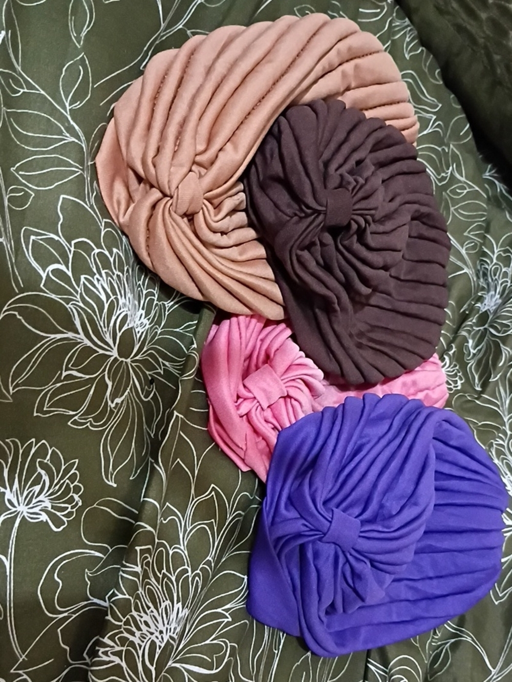 Women’s Pleated Knot Turban Headwrap - Pink, Purple, Brown, Tan